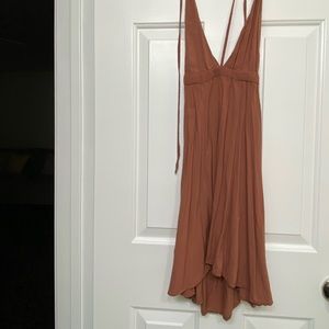 Rare! Brandy Melville Kathy halter neck orange dainty mini dress One size